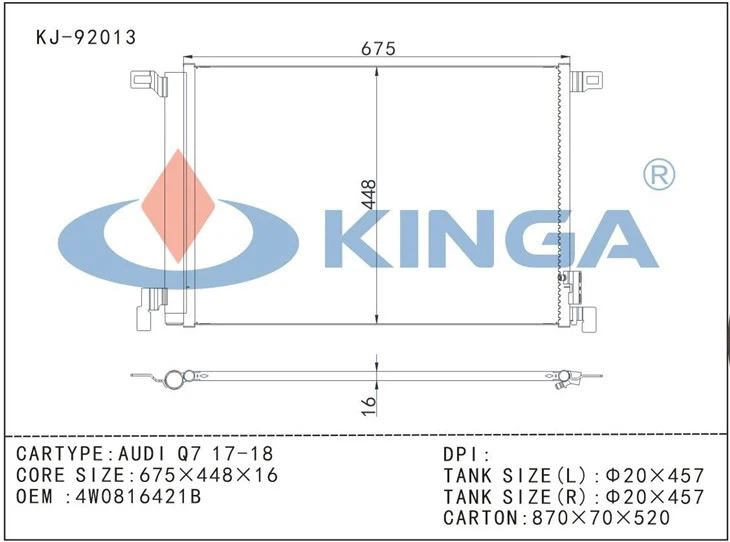 Car Parts Condenser For Audi Q7 17-18 With OEM 4W0816421b
